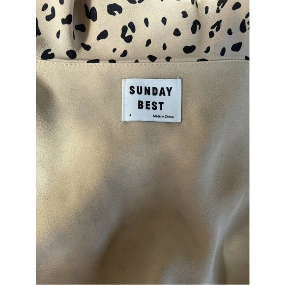 NWT Aritzia Sunday Best Savoy Tan Black Leopard Ruffle Wrap Dress - Picture 5 of 5